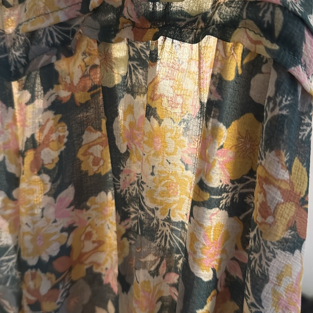 Free People Multicolored Ruffled Tie-Front Blouse - Picture 2 of 2